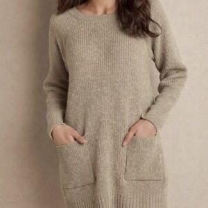 Soft Surroundings Women's Ribbed‎ Chenille Tunic Long Sweater Beige Tan Size M